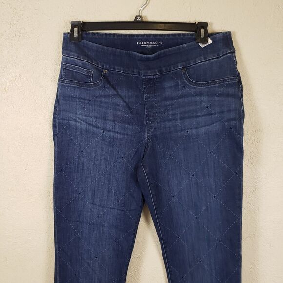 Chico's Pull-On Jegging EmblishJewelsJeans Ankle Women's Size 2R Large 12 Blue - Picture 2 of 11